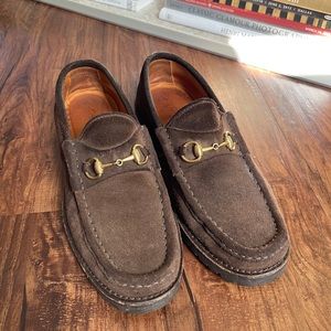 Brown Suede Horsebit Gucci Loafers